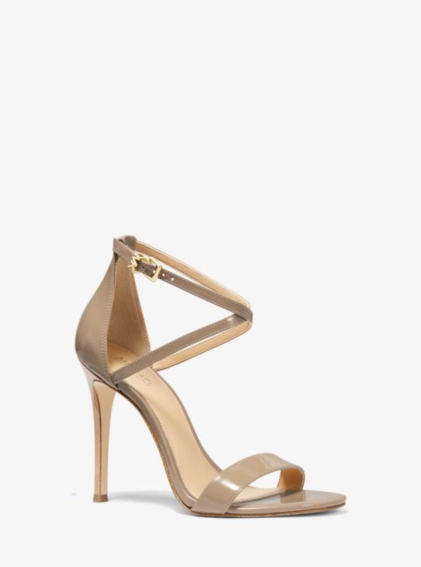 Damske Sandále Michael Kors Antonia Patent Leather Biele Siva - Topanky Michael Kors Levně | ZUPBL-6328